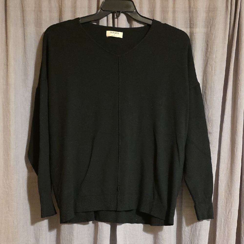 Zenana Black V-Neck Woman's Sweater